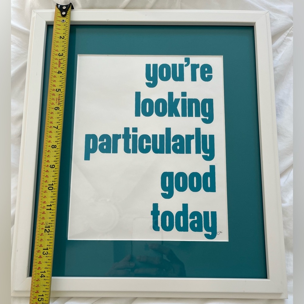 Teal and White Framed Wall Art